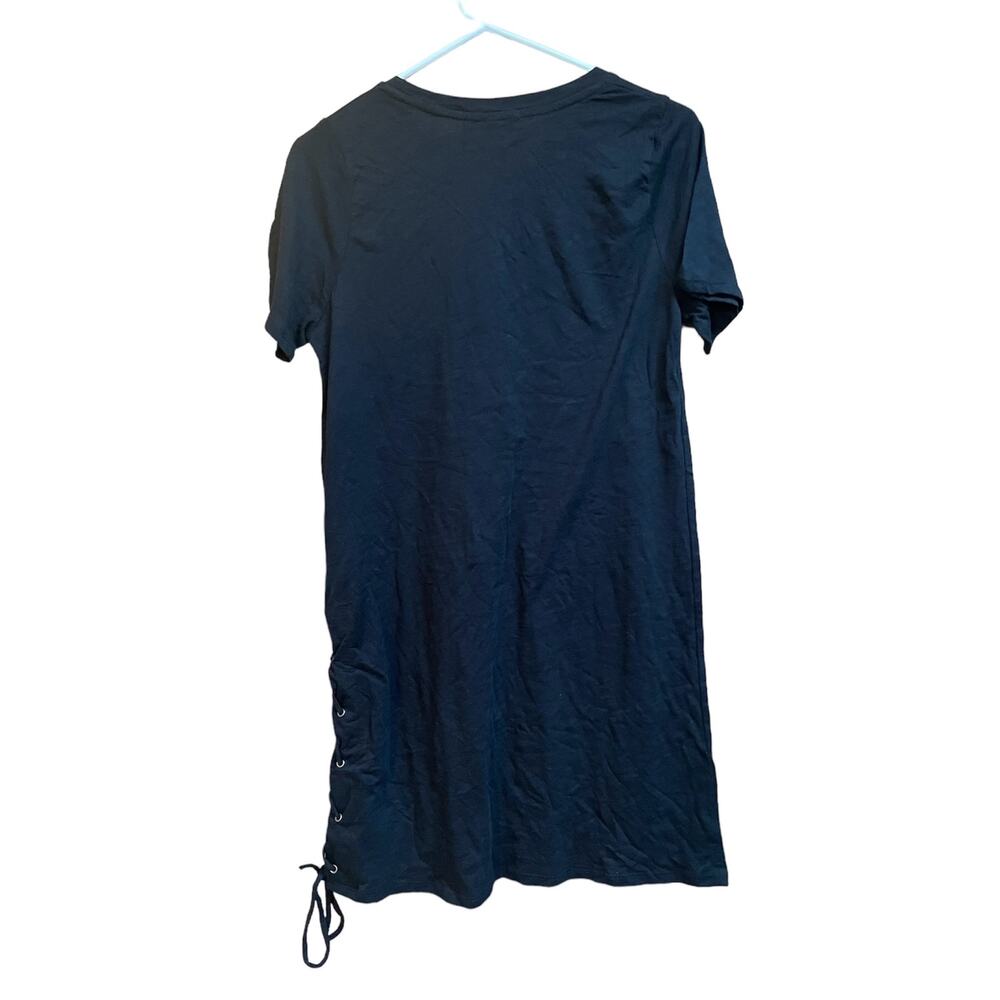 Avec Les Filles Black Shirt‎ Dress Short Sleeves Stretch Tie Size Small - Picture 2 of 7